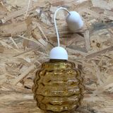 Old suspension ball glass blown orange luminaire 70s vintage