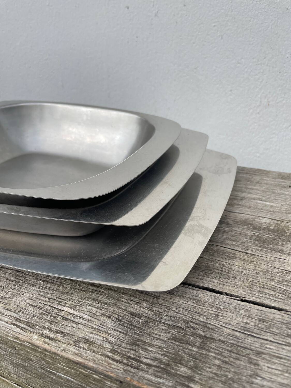 Trio of Danish Scandinavian stainless steel dishes