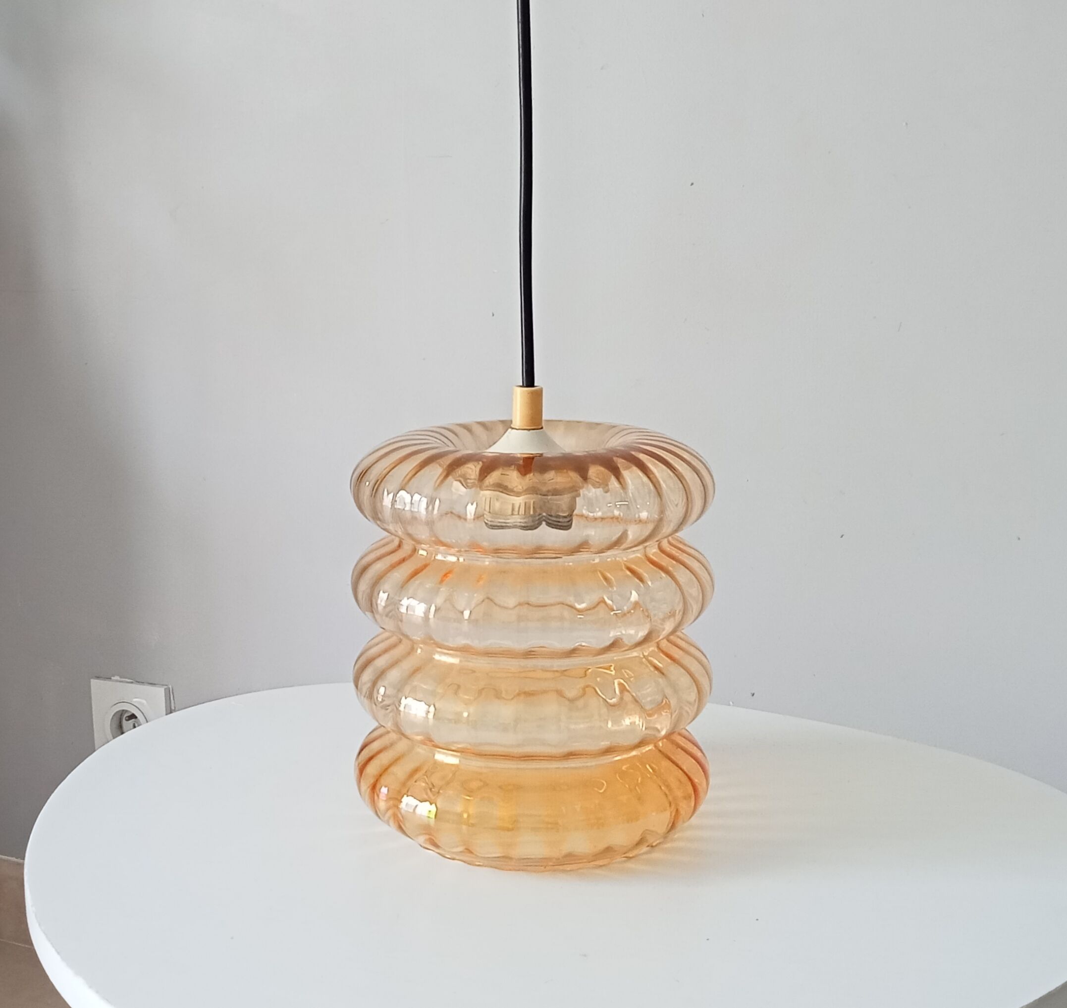 Vintage pendant lamp molded glass 60/70s