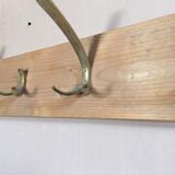 Patère portemanteaux mural vintage 7 crochets laiton bois brut