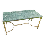Table basse en laiton et marbre vert vers 1960- mid century