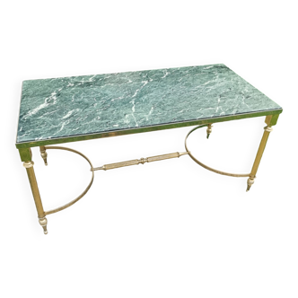 Brass and green marble coffee table circa 1960 - mid century