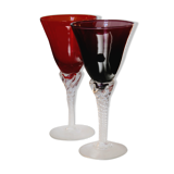Set of two wine glasses blown murano glass glass