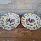 Ensemble de 2 anciennes assiettes HB Henriot Quimper motif coq