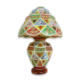 Ancient camel leather lamp and wooden base