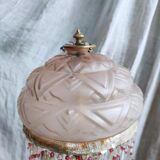 Art Deco globe opalin pink beaded lamp, 1920/30s