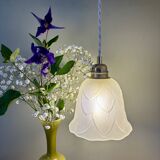 Vintage frosted glass tulip pendant light