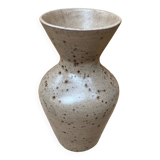 Antique etruscan vase ceramic beige speckled brown vintage