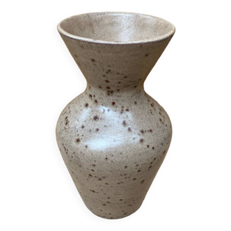 Ancien vase etrusque céramique beige moucheté marron vintage
