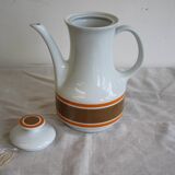 Cafetière ancienne en porcelaine Bareuther blanche et marron