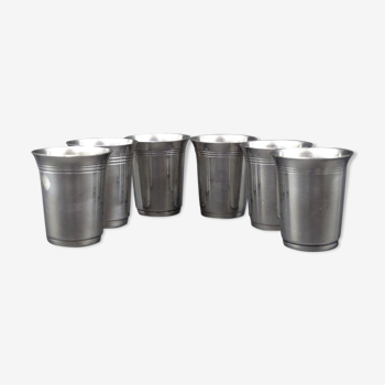 Set de 6 petits verres à liqueur métal argenté à détourner en vase ou porte-cure dent pour Garden-party