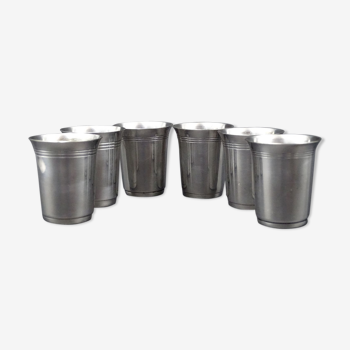 6 small silver metal liquor glasses - To be diverted in vase or tooth holder for Garden-party
