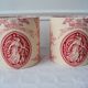 Pair of red toile de Jouy lampshades