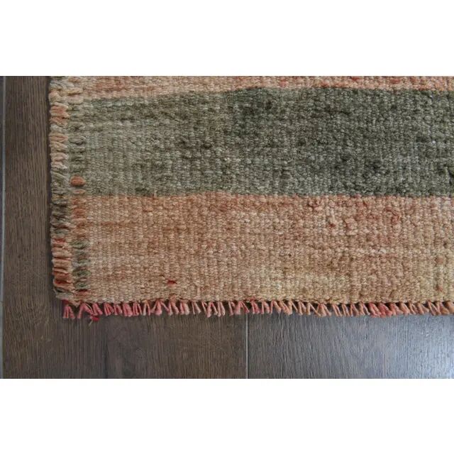 Striped Turkish Vintage Oushak Runner Handmade Wool Runner Rug 131x444
