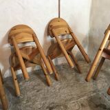 Set of 4 solid pine seats by Rainer Daumiller