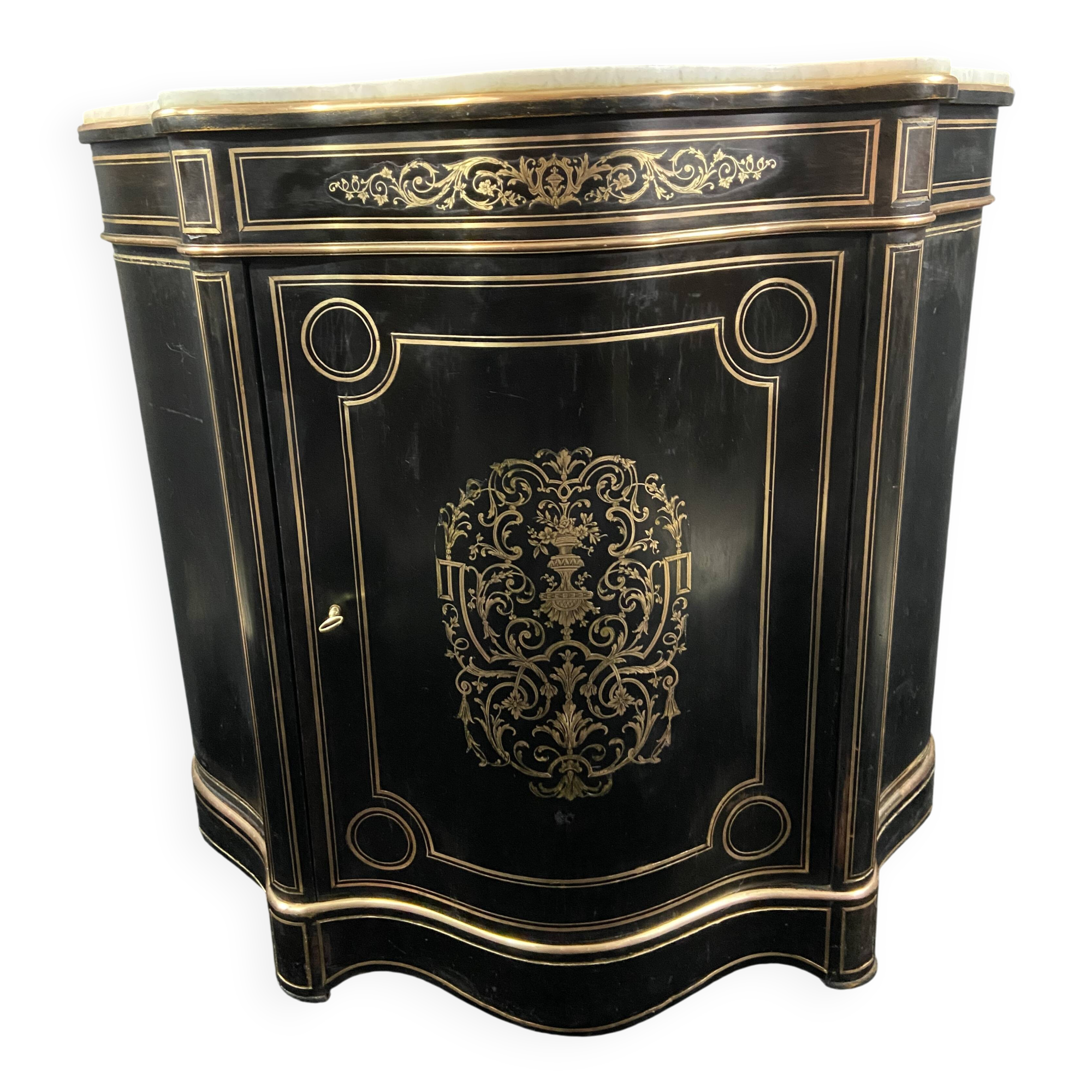 Boulle Napoleon III violin-shaped sideboard at waist height