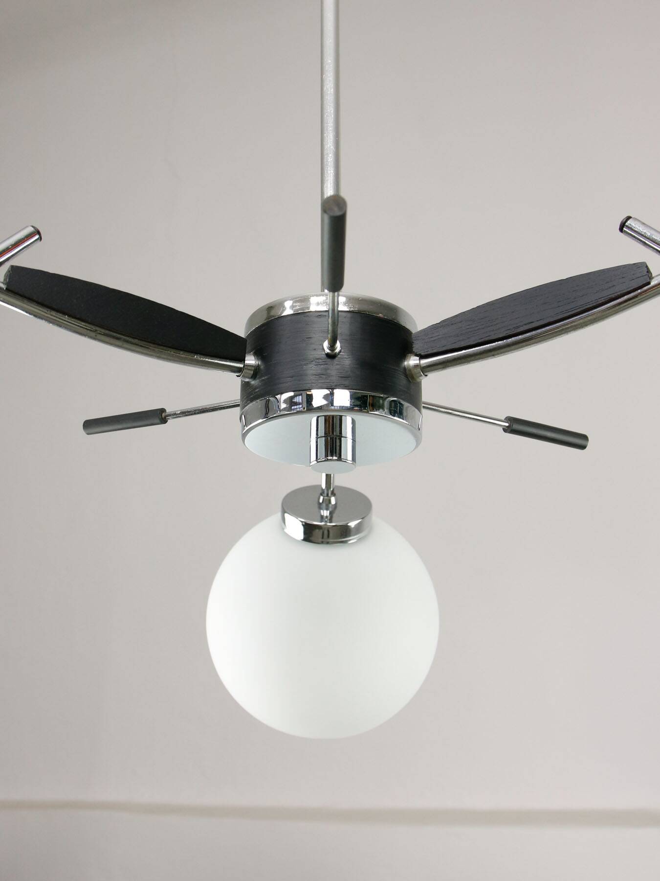 Space Age Italian Chrome and Opaline Chandelier, 1970s