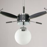 Space Age Italian Chrome and Opaline Chandelier, 1970s