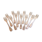 12 old oyster forks argental model shell silver metal 1950