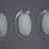 Set of Three Curved Glass Sconces by Cristal Art, Italy, 1960s