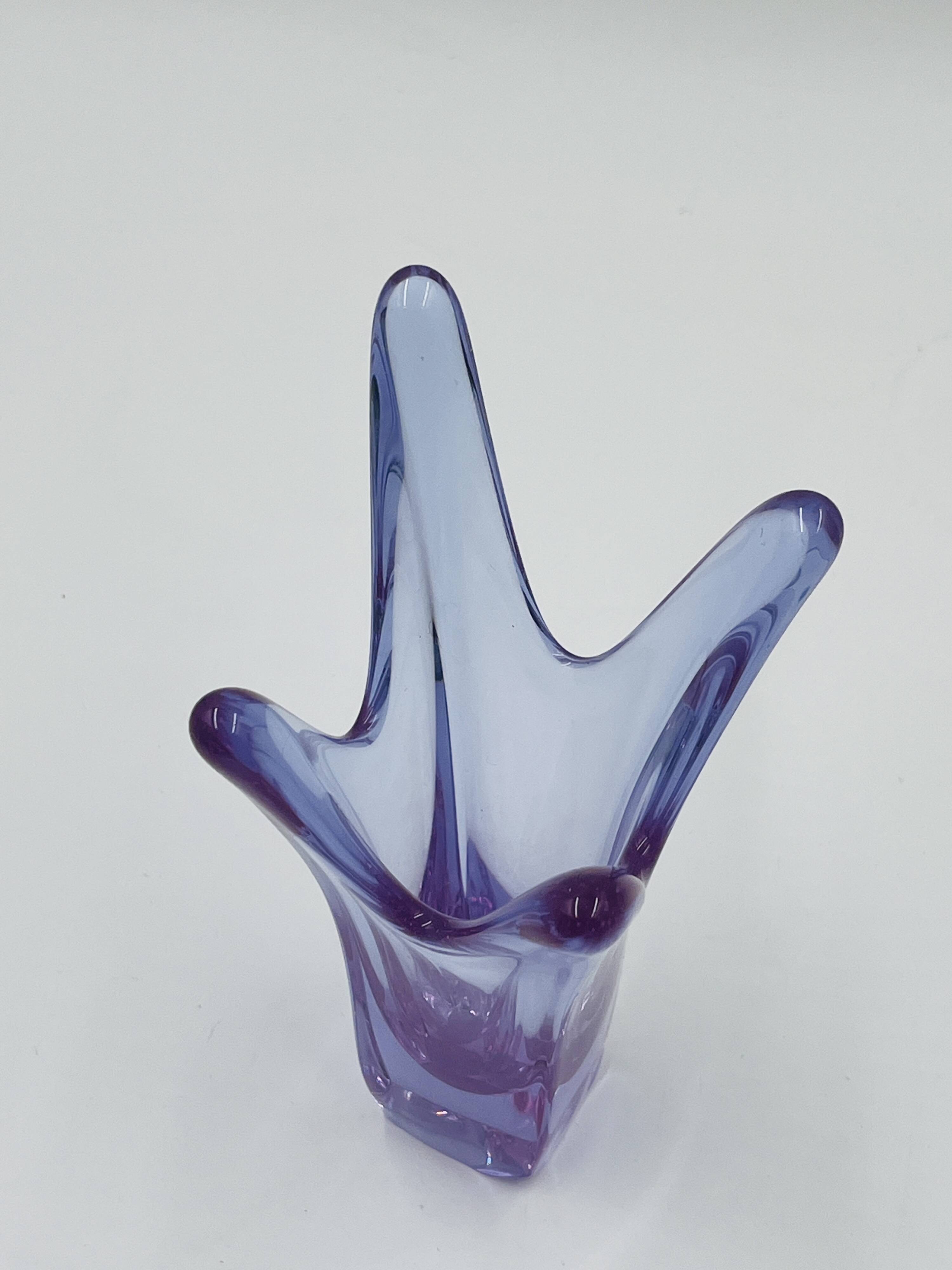 Vintage Murano Crystal Finger Vase Purple