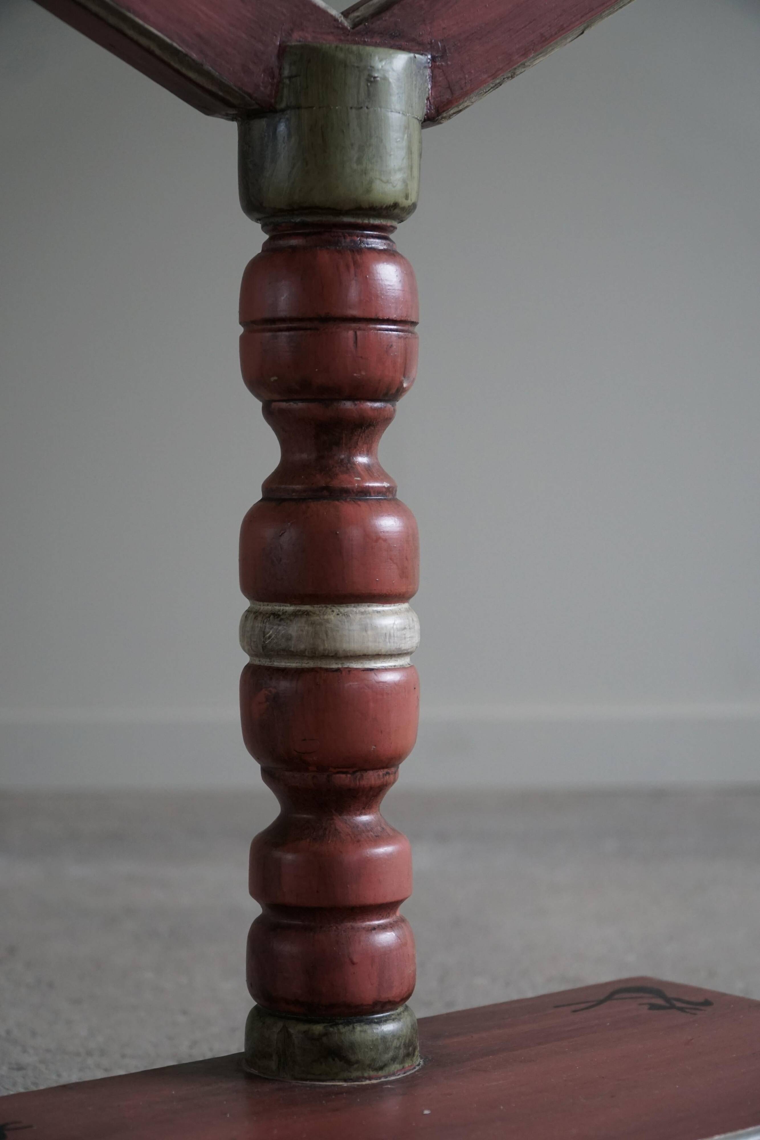 A pine table mirror by a Swedish cabinetmaker, folk art, early 20th century.