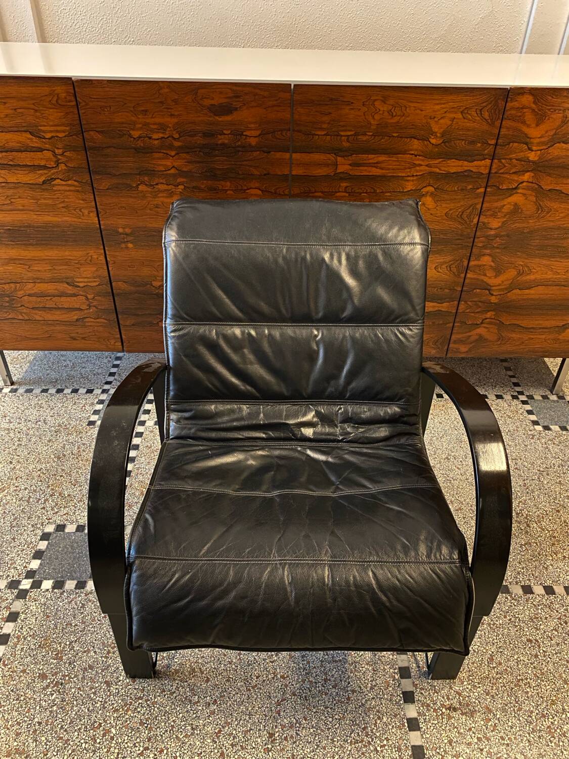 Pair of "Polhem" armchairs in leather by Tord Björklund for Ikea 1980.