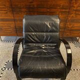 Pair of "Polhem" armchairs in leather by Tord Björklund for Ikea 1980.