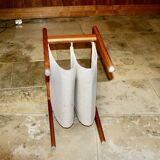Magazine rack in danish teak and cotton 1950