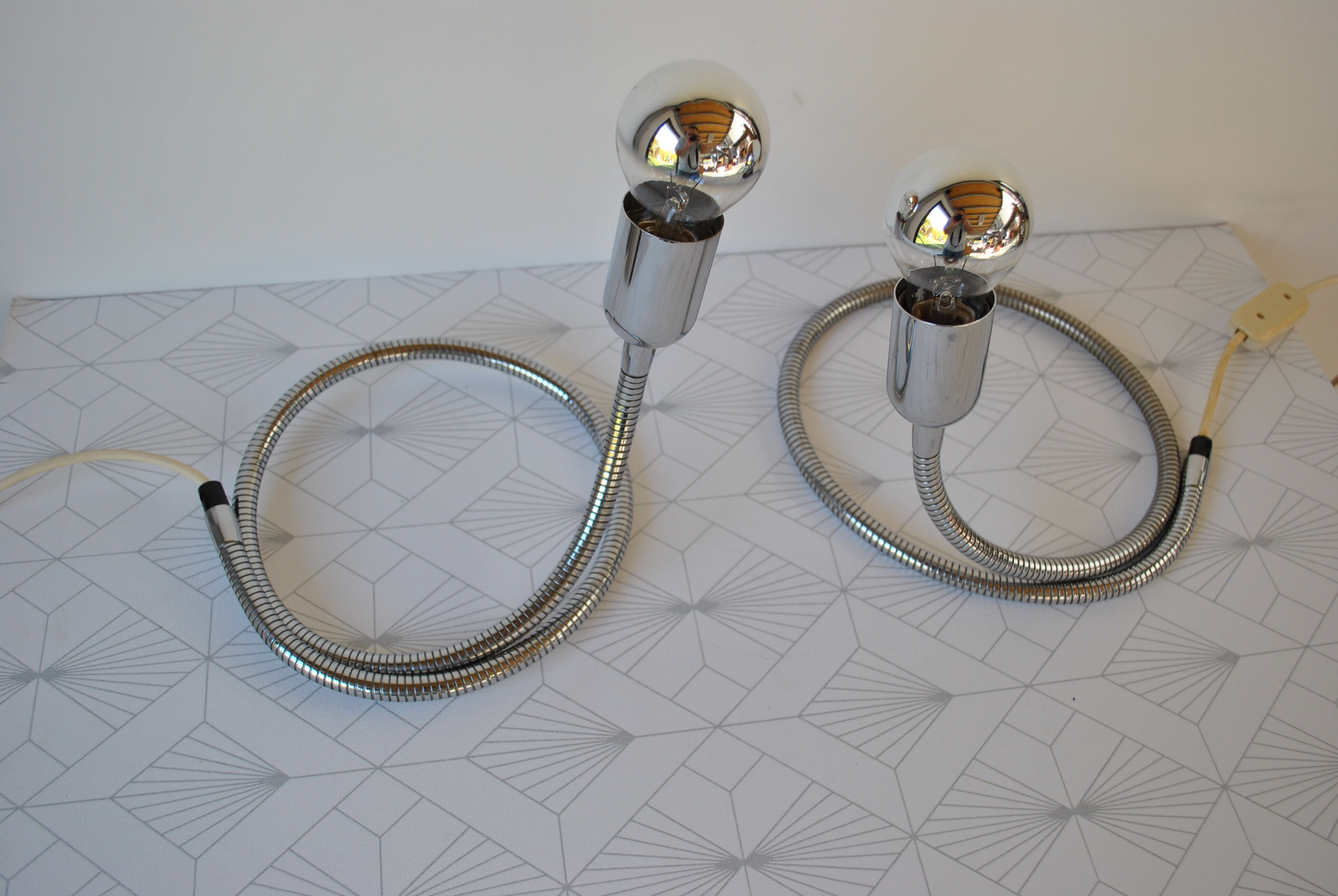 Snake model lamps pair by Gepo ,1970