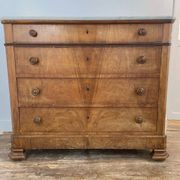 Antique walnut commode with marble top, 19th century.