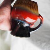 Seven large brown, black and red volcanic free-form mugs - Vallauris, Fat lava - 60s / 70s