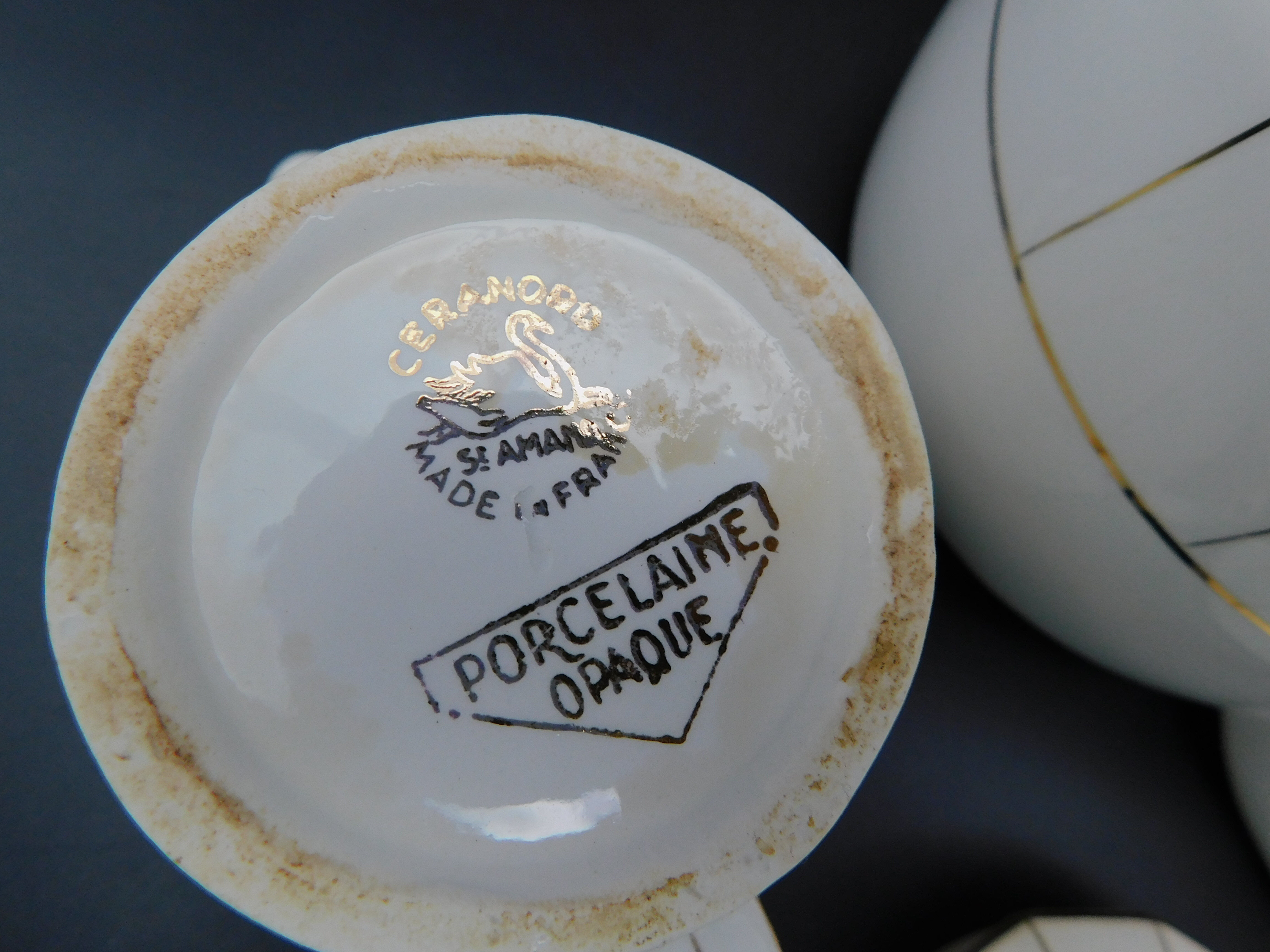 Céranord pourer, creamer and sugar bowl