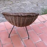 Round armchair rattan and rope Metal legs 50s/60s vintage