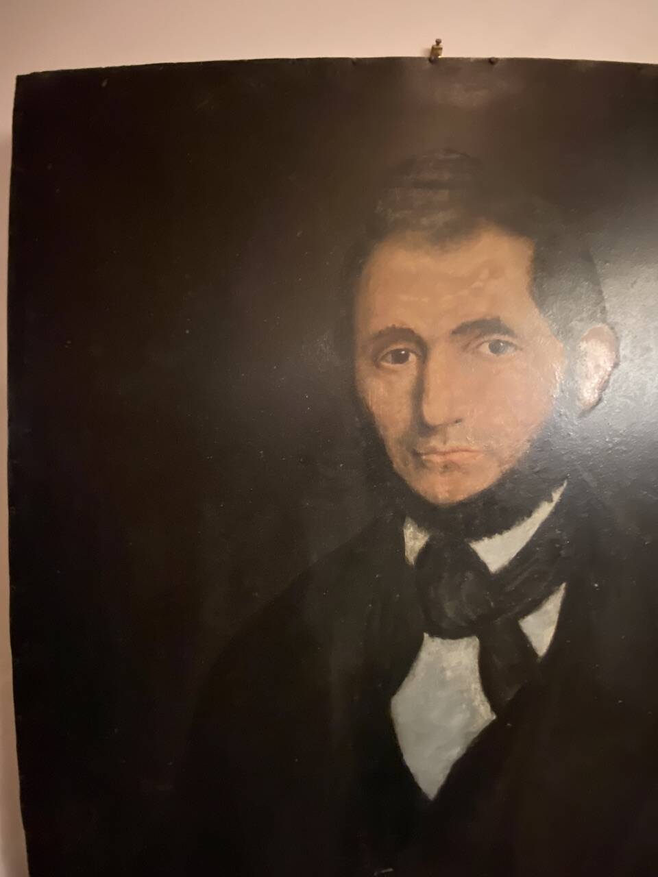 Old painting, portrait of Louis Vallez (1807-1857), 19th century