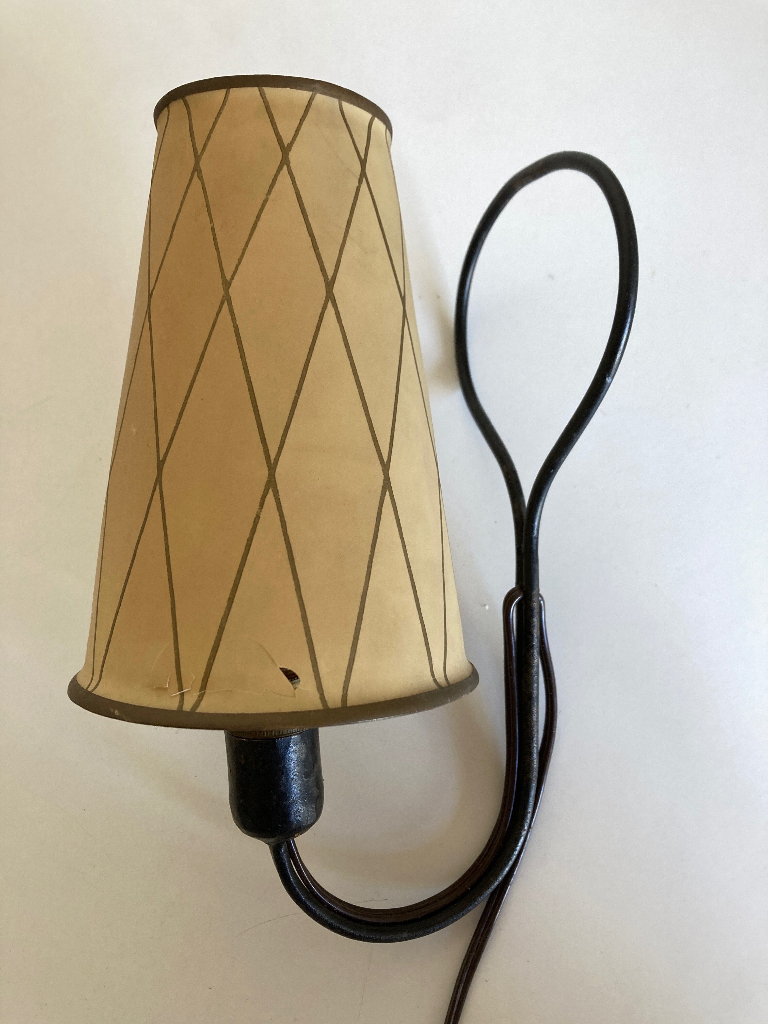 Art deco beaten iron wall lamp