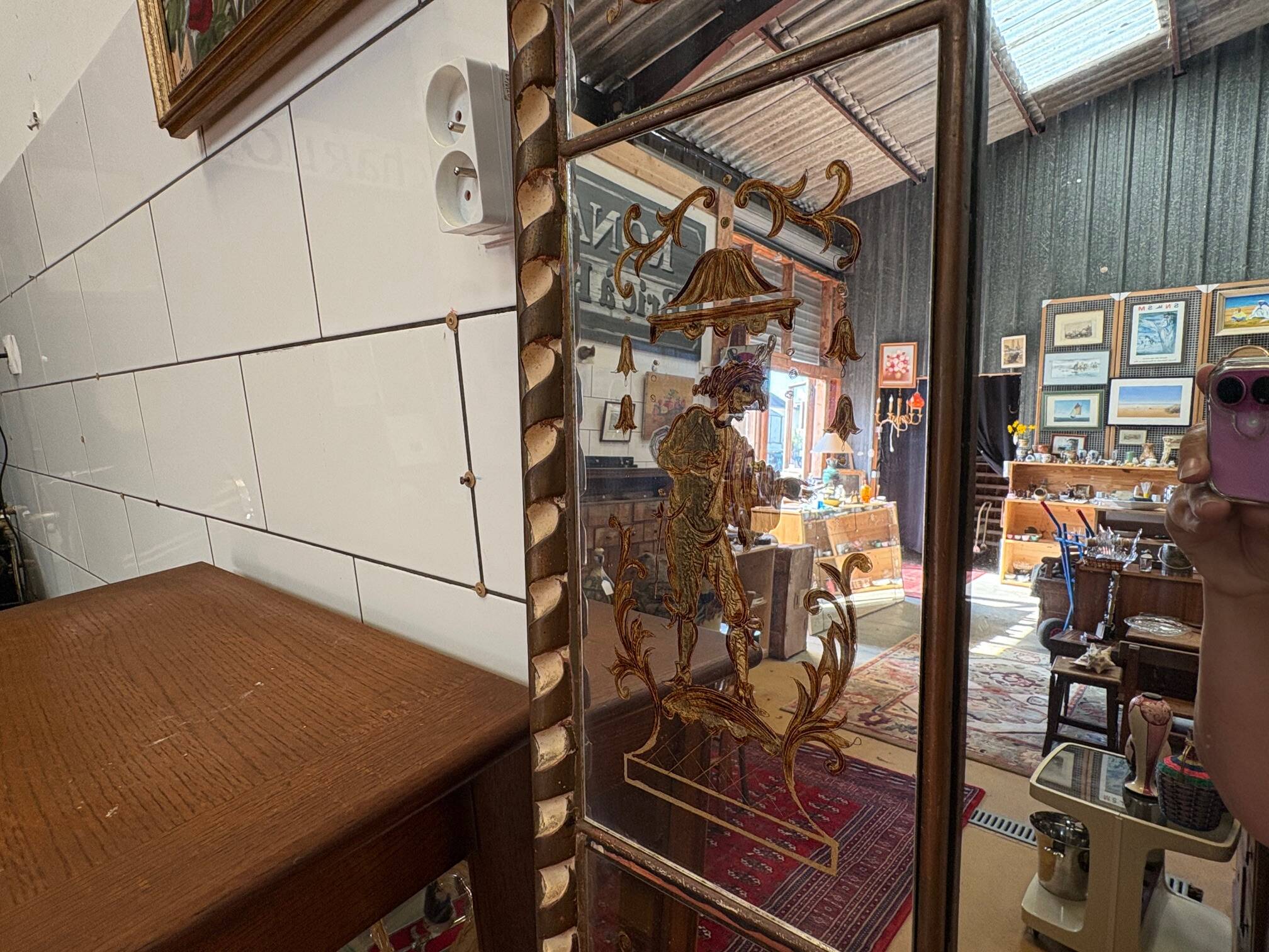 Large antique engraved and gilded wall mirror – Venetian style