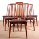 6 Danish chairs in teak and new leather, model "Eva" by Niels Koefoed.