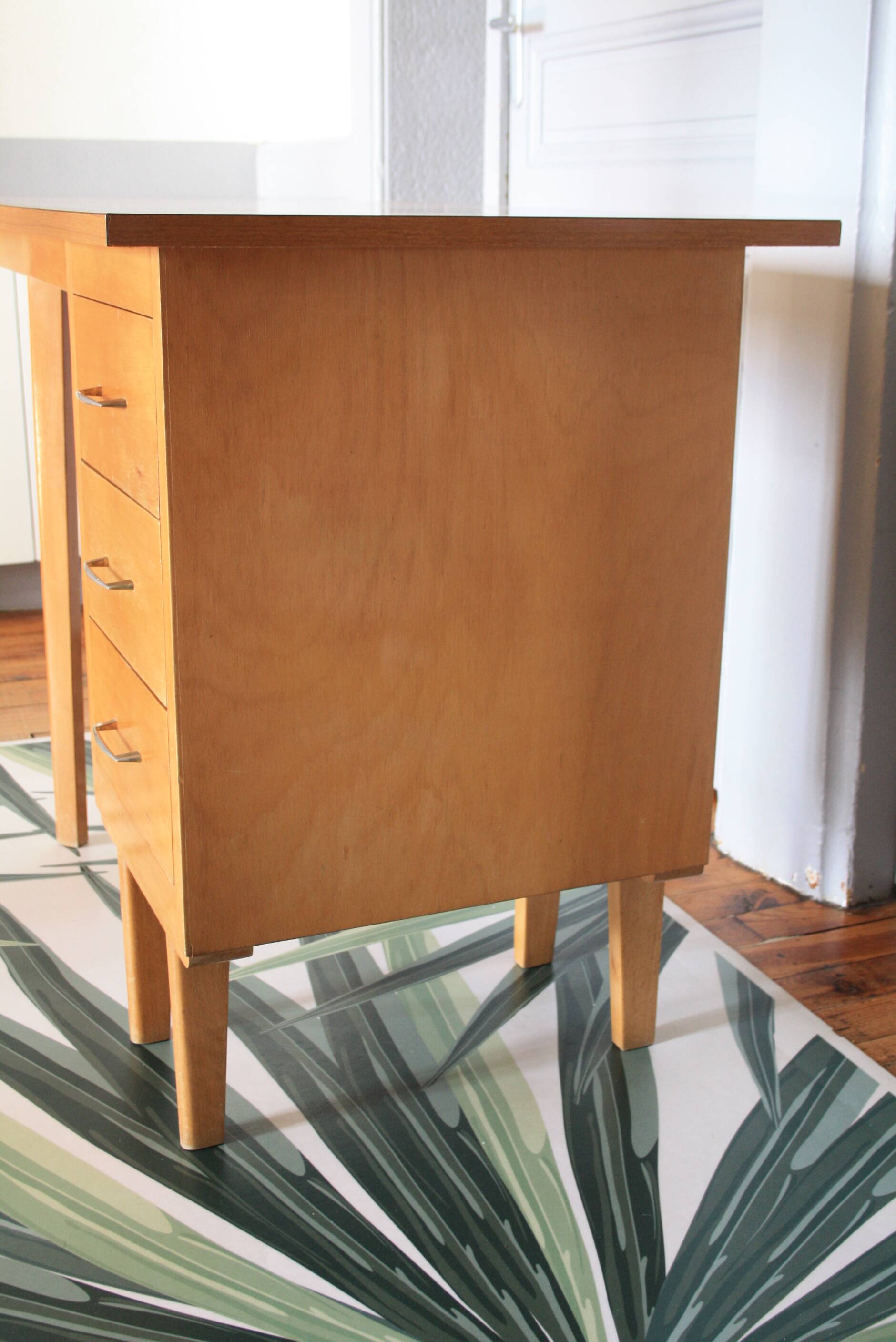 Bureau en bois pieds compas
