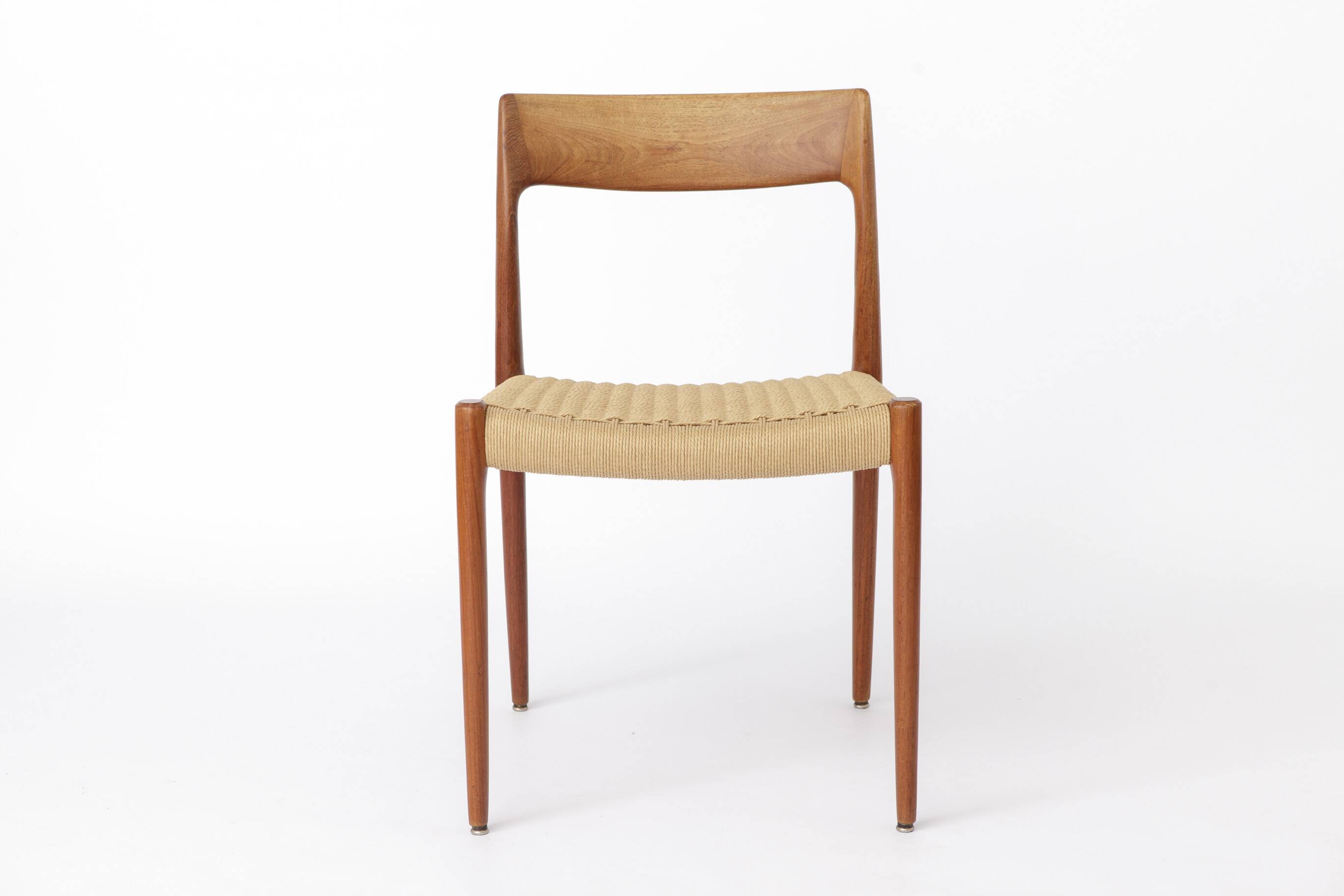 1 of 3 Niels Otto Møller Model 77 Teak Dining Chair,  Paper Cord, 1960s