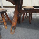 Table and 6 brutalist stools 1970
