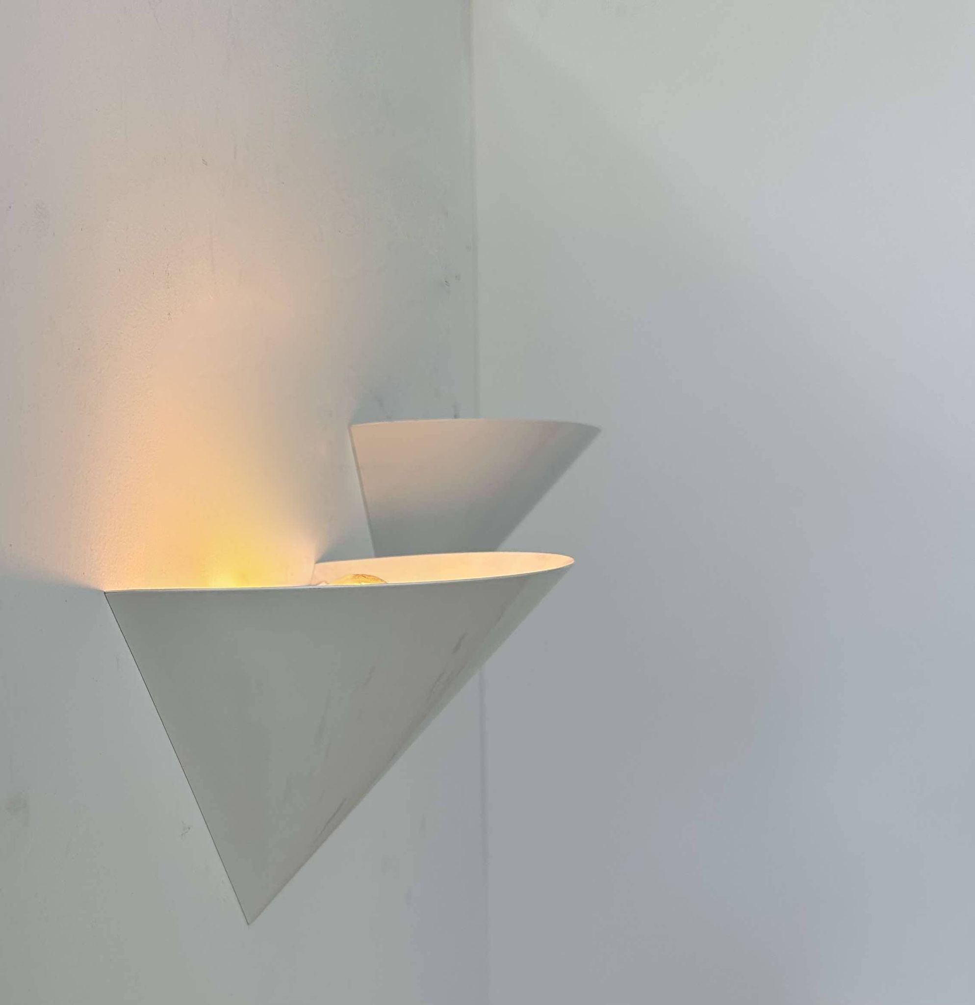 Pair of vintage wall lights, white metal, France 1970