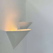 Pair of vintage wall lights, white metal, France 1970
