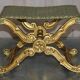 Folding stool with X-frame, carved golden wood, 19th century.