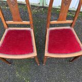 Pair of art deco chairs in red velvet