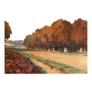 Watercolor Pierre Huvelliez 1891-1959 view park Palace of Versailles