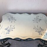 Wrought iron and engraved mirror