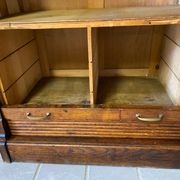Industrial furniture notary binder with vintage American curtain 1940s