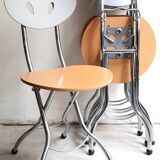 Series of 4 designer folding chairs from the 90s Attributed to Piu de Bonaldo