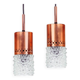 Pair of copper and bubble glass pendant lights by VEB NARVA Leuchten, year